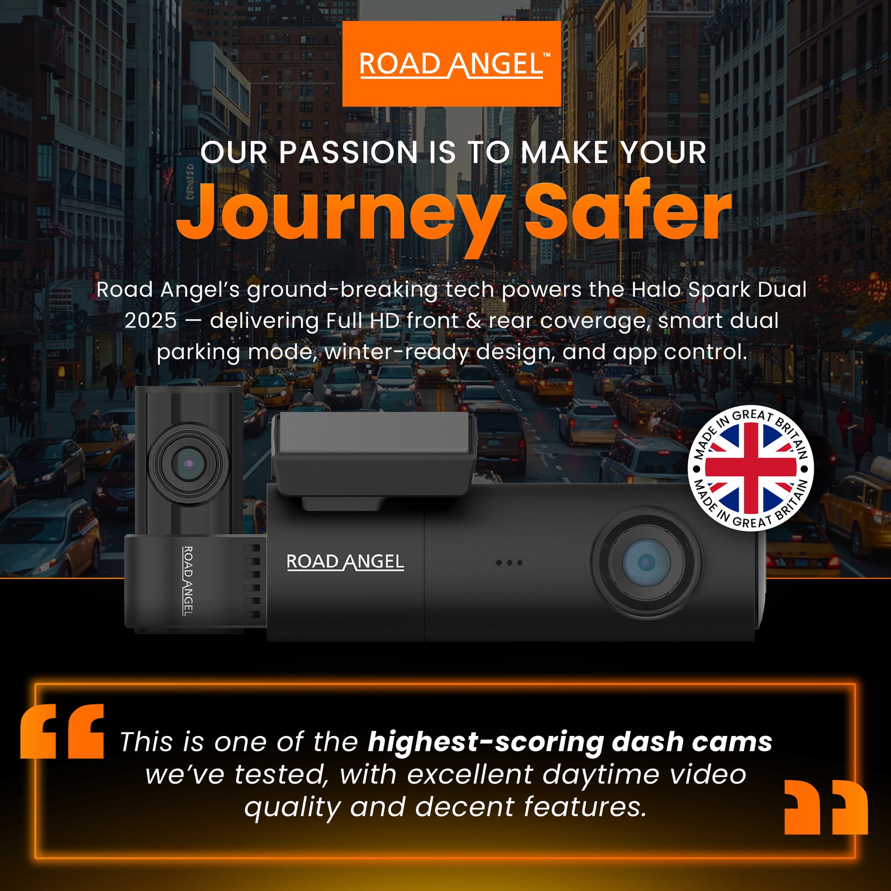 Halo Spark – Dual Dash Cam with Night Vision & 128GB SD Card