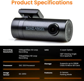 LV Exclusive – Road Angel Halo Go 2 1296p HD Dash Cam with 64GB SD Card & Night Vision
