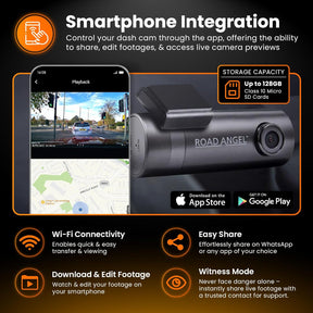 LV Exclusive – Road Angel Halo Go 2 1296p HD Dash Cam with 64GB SD Card & Night Vision