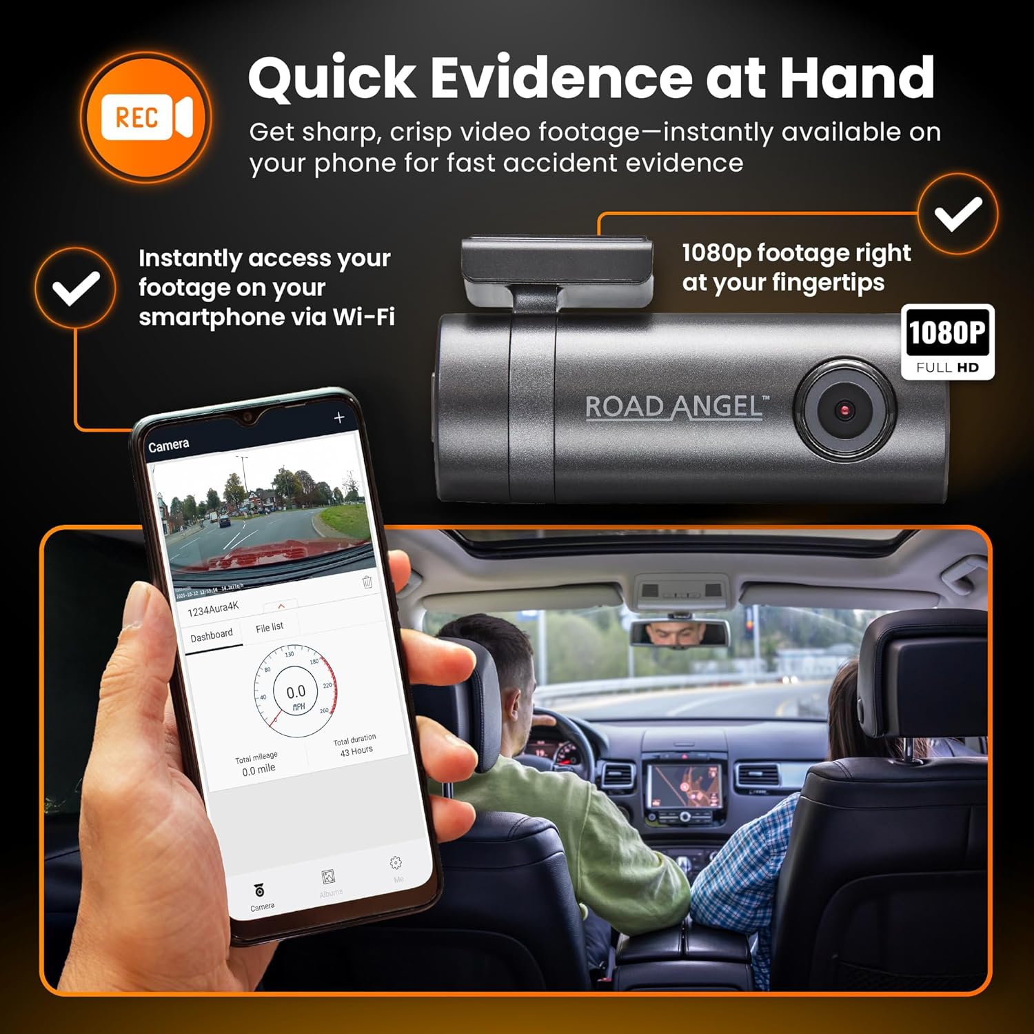 LV Exclusive – Road Angel Halo Go 2 1296p HD Dash Cam with 64GB SD Card & Night Vision