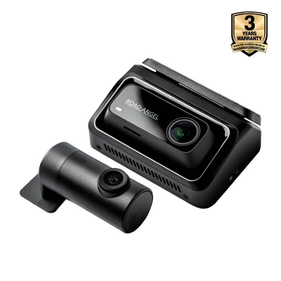 Ferrari - Road Angel Halo Elite 4K (2160p) & 1K (1080p) Dual Dash Cam With Sony Starvis 2 Enhanced Night Vision Video Technology!- With 256GB SD Card & Hardwiring Kit Bundle