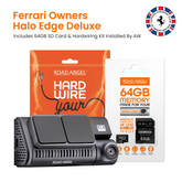 Ferrari - Road Angel Halo Edge 4K Dash Cam with Parking Mode & Quick Release Mounting With 64GB SD Card & Hardwiring Kit Bundle