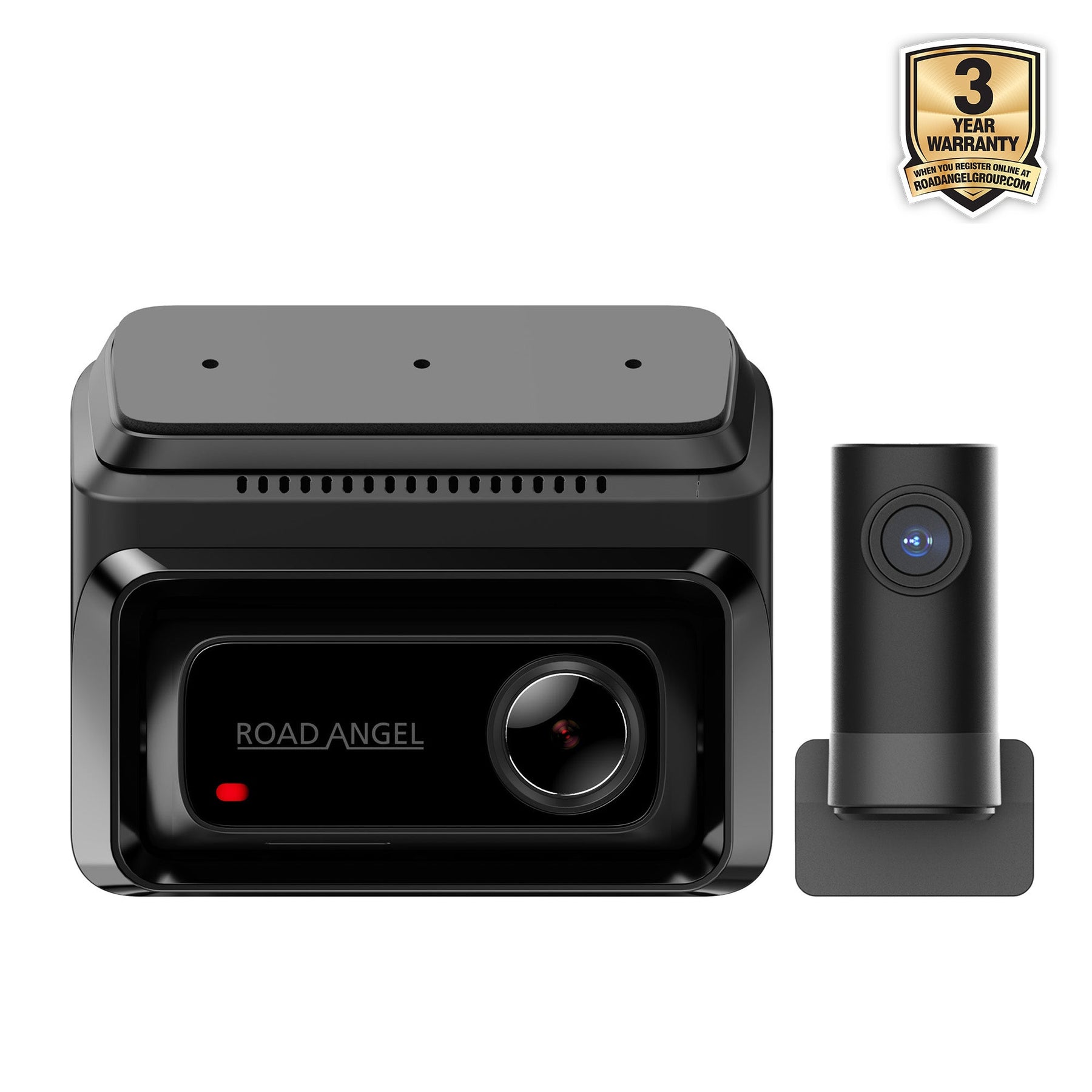 Ferrari - Road Angel Halo Elite 4K (2160p) & 1K (1080p) Dual Dash Cam With Sony Starvis 2 Enhanced Night Vision Video Technology!- With 256GB SD Card & Hardwiring Kit Bundle
