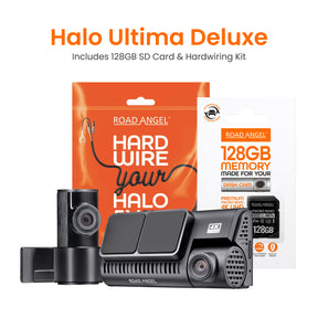 Clear - Road Angel Halo Ultima 4K Dual Dash Cam With 128GB SD Card And Hardwiring Kit