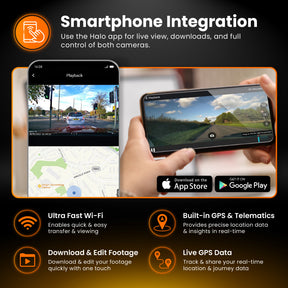 Halo Spark – Dual Dash Cam with Night Vision & 128GB SD Card