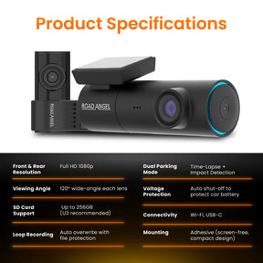 Halo Spark – Dual Dash Cam with Night Vision & 128GB SD Card